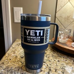 Yeti Rambler 35 oz Mug with Handle in Navy Blue